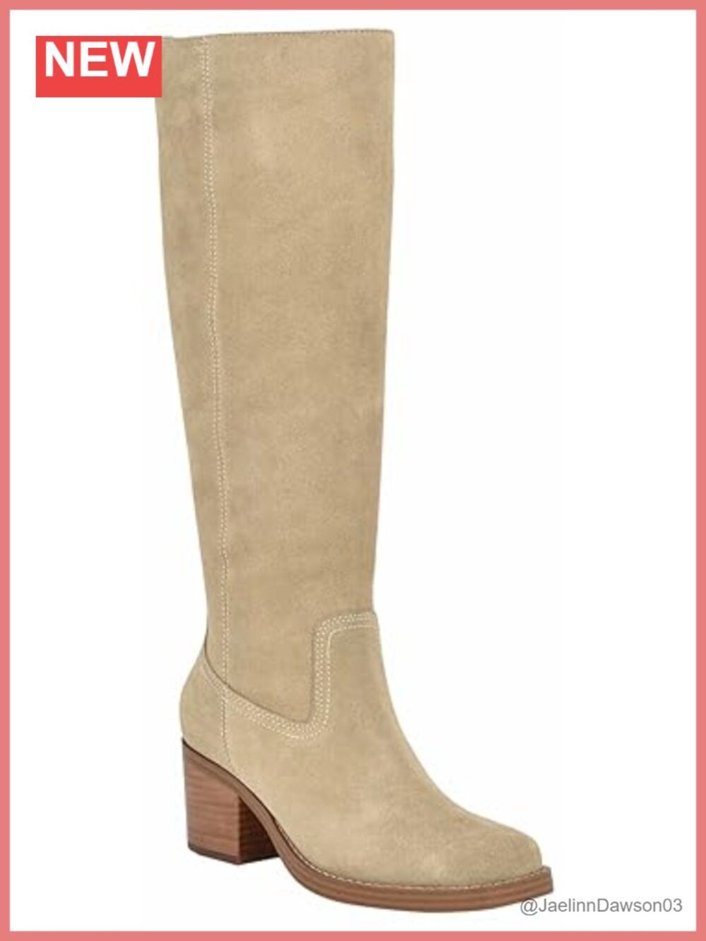 Nine West Koops Knee High Boot Square Toe Block Heel Zip